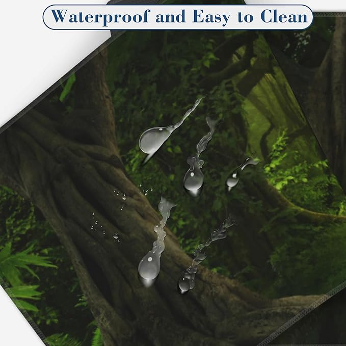 Deep Tropical Jungle Forest Mouse Pad Desk Mat XL Large Gaming Mousepad Extended Computer Keyboard Mat with Non-Slip Rubber Base and Stitched Edge 11.8 x 31.5 Inch for Gaming and Office Work