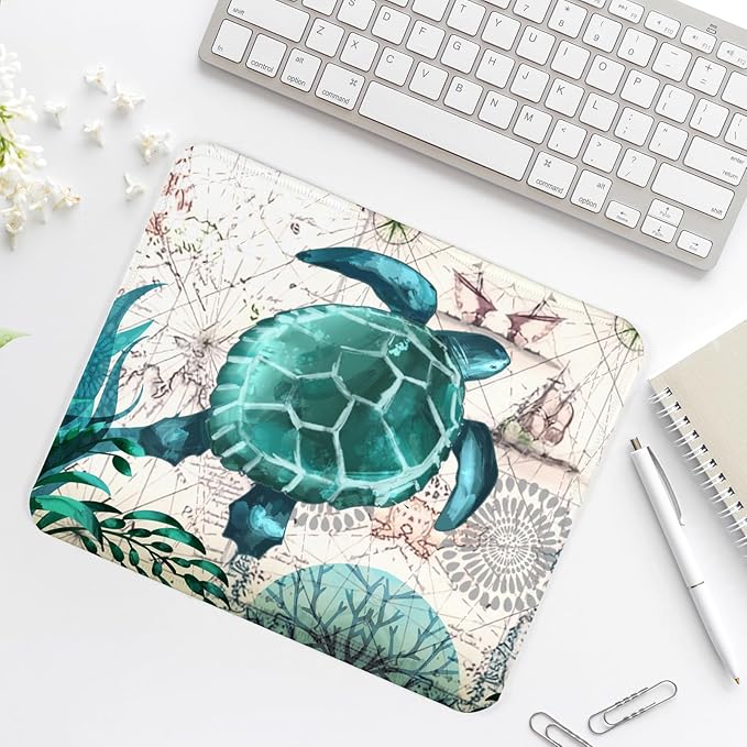 Sea Turtle Square Mouse Pad,Non-Slip Rubber Base Mouse Pad,Home Office Decoration Desktop Accessory,Laptop Mouse Pad for Office Laptops,9.4x7.8x0.12inch 3