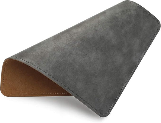 Leather Mouse Pad with Stitched Edge Micro-Fiber Base with Non-Slip Waterproof，Mouse Pad for Computers，Laptop, 8x11Inch (Gray)