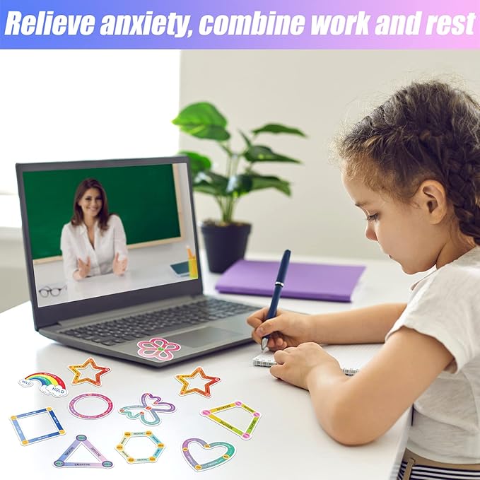 Crtiin 80 Pcs Anxiety Sensory Stickers with Inspirational Quotes Calm Textured Relief Mental Health Stickers Office Adhesive Sensory Tape Anti Stress for Adults(Shaped)