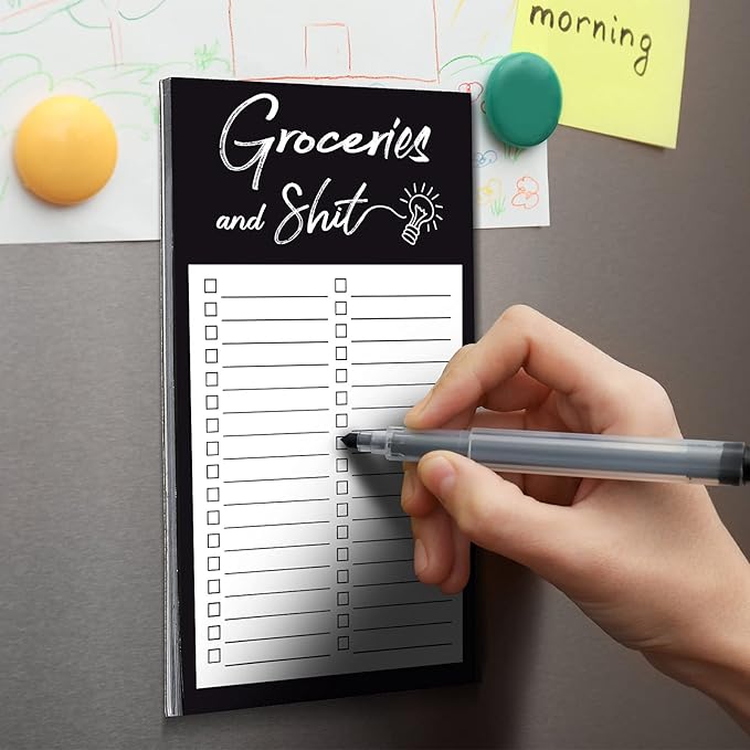 4 Pieces Magnetic Grocery List Pads Magnet to Do List Notepads Magnetic Refrigerator Memo Pad Funny Shopping Reminders Tear off Grocery Notepad, 2 Sizes