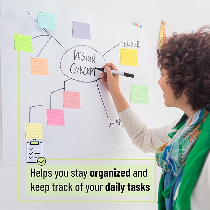 Mr. Pen- Assorted Color 4"x3" Lined Sticky Notes, 360 Sheets, 9 Pads, Perfect for Organization, Note-taking, Task Management, Home/Office Use