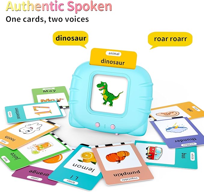 252 Sight Words Talking-Flash-Cards, Valentine's Day Birthday Gifts for Boys 1 2 3 4 5 6 Year Old, Educational Montessori Toys, Pocket Speech Language Learning Toys for Toddlers Ages 1-6, Blue
