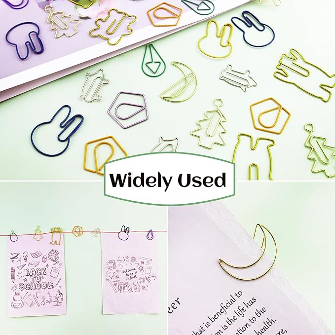 150 Pcs Mixed Cute Paper Clips, Assorted Colors Bookmark Paperclips, Fun Office Supplies Gifts for Students, Kids, Teachers (Random Shaped)