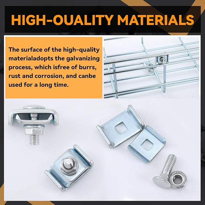 Zonon 50 Grid Wall Clips Splice Washer Kit, Mesh Cable Tray Wire Shelf Kit, Reinforced Joint Clamp for Wire Mesh Cable Tray, End to End Splice Connector Fit 4mm - 6mm Diameter