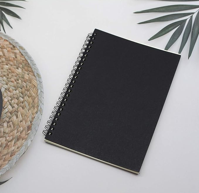 YYaaloa 4-Pack A5 Lined Sketch Book Soft Cover Spiral Notebooks Journals 120 Pages 5.7" x 8.3" Cream colored paper (A5 Lined black 4pcs)