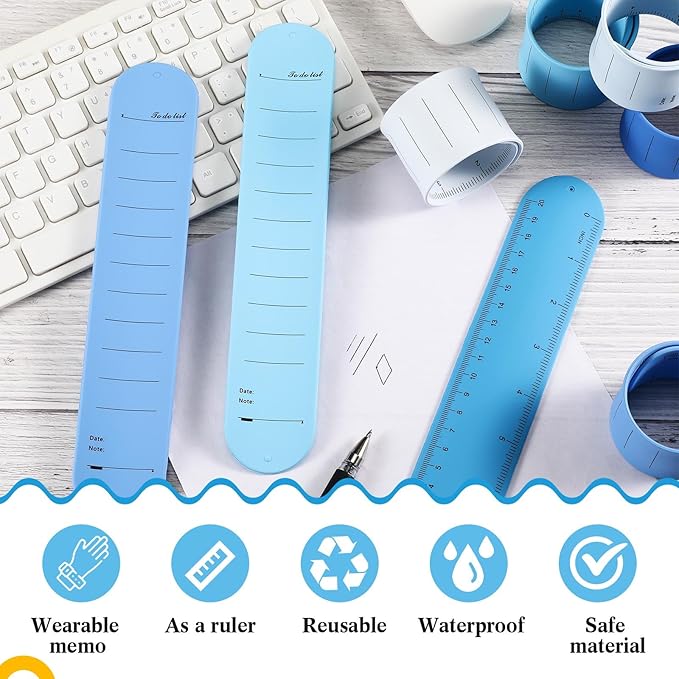 6 Pcs Nurse Silicone Bracelet To Do List Slap Silicone Reminder Bracelet Reusable Wearable Wrist Waterproof for Work Wrist Strap (Blue Color,Tranquil Style)