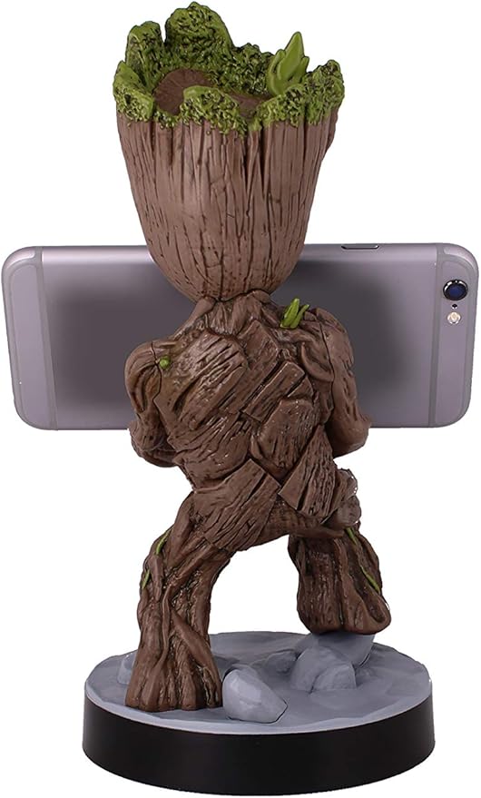Exquisite Gaming: Guardians of The Galaxy: Toddler Groot - Original Mobile Phone & Gaming Controller Holder, Device Stand, Cable Guys, Marvel Licensed Figure, Black