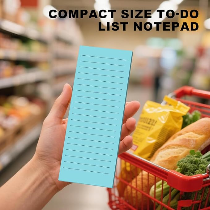 Magnetic Notepads Note Pads for Fridge with Full Magnet Back, 180 Sheets Colored Lined Refrigerator Notepad, 30 Sheets Per Pad for Grocery List, Shopping List, Office, Home, To-Do Lists & Memos
