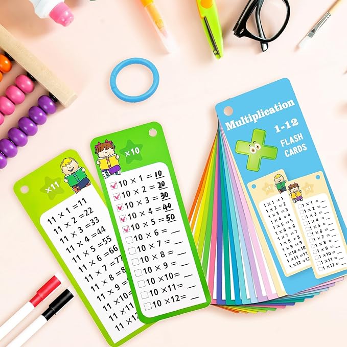 Multiplication Flash Cards + Pop Fidget Multiplication Chart, Times Table Educational Flashcard 3rd Grade, 4th, 5th, 6th Grade for Kids Home School