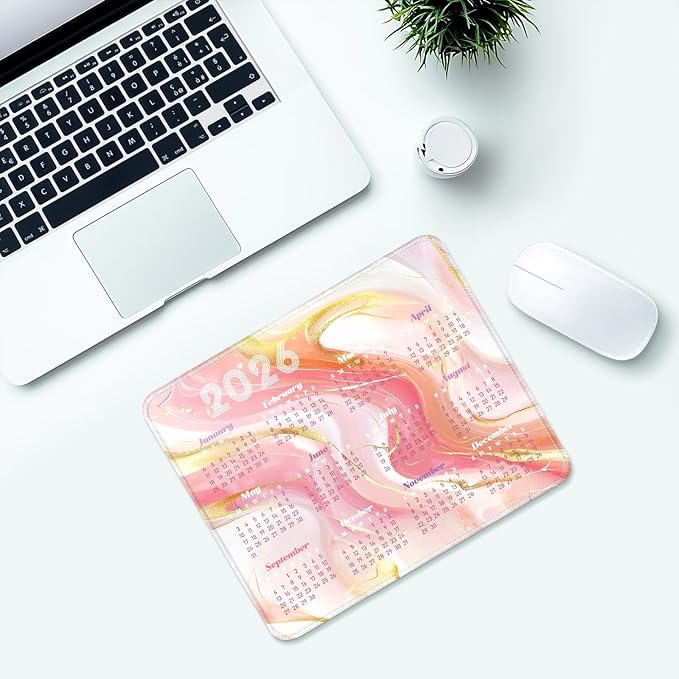 2026 Calendar Desk Pad Mat with Stitched Edges and Non-Slip Rubber Base, Premium-Textured Mouse Pad for Laptop, Computer & PC, Gaming & Working, Waterproof Mousepad