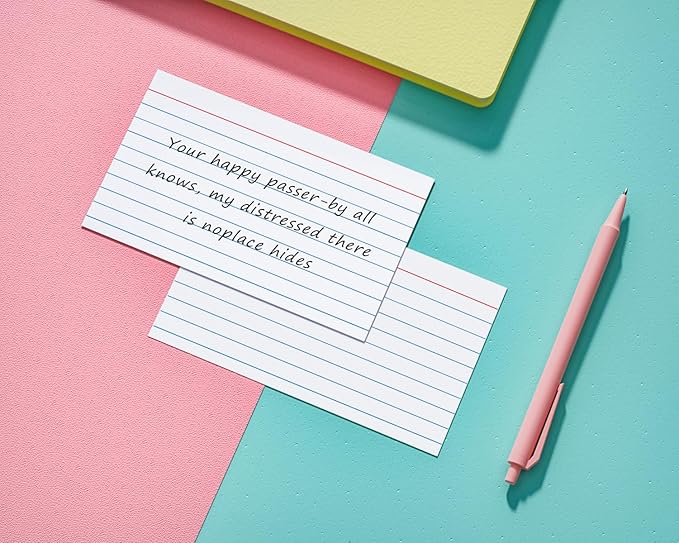 Index Cards 3x5, 300 Pack, Heavy Ruled Index Cards, Notecards 3x5 Lined, Flash Cards for Studying, Note Cards for Office, Home and School, White, 4 Packs of 75 Pack