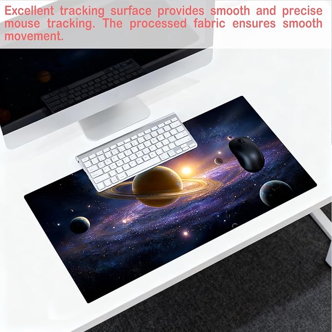Nuxovilar Professional Large Mouse Pad & Computer Game Mouse Mat (35.4x15.7IN, Cosmic Planets & Space Art) (90 * 40cm Cosmic Planets)