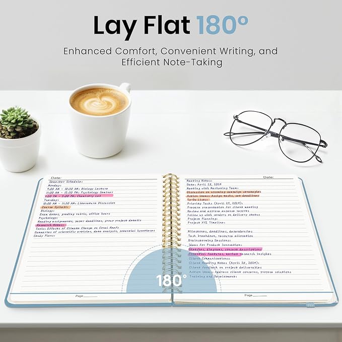 Lined Spiral Journal Notebook for Women, A5 College Ruled Journals for Writing, Hardcover Notebooks for Work, Note taking and Office School Supplies,140 Pages - Baby Blue