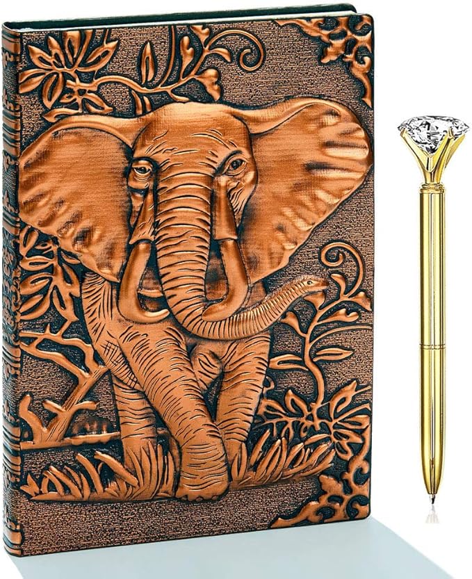 Elephant Journal,Leather Writing Journal Notebook ,A5 Lined Journal,200Pages,Personal Diary-Antique Handmade Embossed Daily Notepad Sketchbook,Travel Diary&Notebooks to Write in,Gift for Men&Women