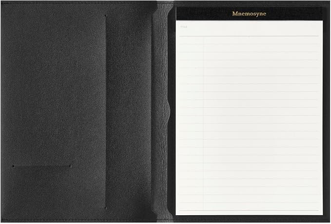 Maruman MNEMOSYNE Soft Cover Notepad Holder with 50-sheet notepad, 8.93 x 6.57 Inches (A5), 8mm-ruled, Black, 1 ea. (PH169)