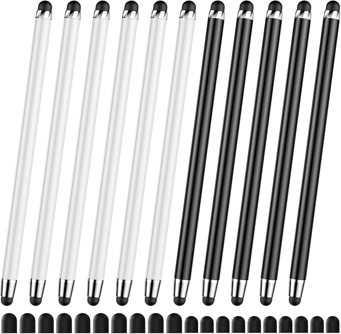 10 PCS Stylus,Stylus Pen for Touchscreen,Stylus 2-in-1 High Sensitivity & Precision Suitable for Touch Screens of iPhone/ipad/Android Tablets(10 Stylus Pen Withe/Black + 20 Tips)