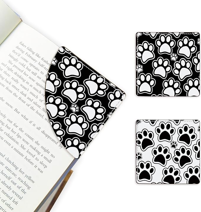 2 Pack Dog Paw Leather Book Corner Bookmark, Durable Handmade Reading Accessories - Gifts for Readers, Women, Men, Teachers, Students 2