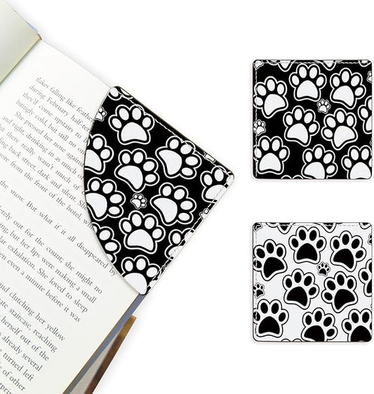2 Pack Dog Paw Leather Book Corner Bookmark, Durable Handmade Reading Accessories - Gifts for Readers, Women, Men, Teachers, Students 2
