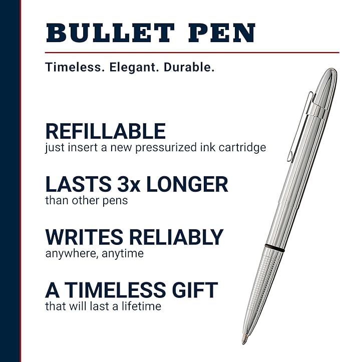 Fisher Space Pen Bullet Pen - 400 Series - Ink Pen - Chrome with Clip