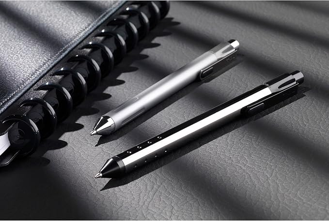TUL® Fine Writing Solid Metal Barrel Ballpoint Pen With 2 Refills, Medium Point, 1.0 mm, Silver Barrel, Assorted Ink Colors