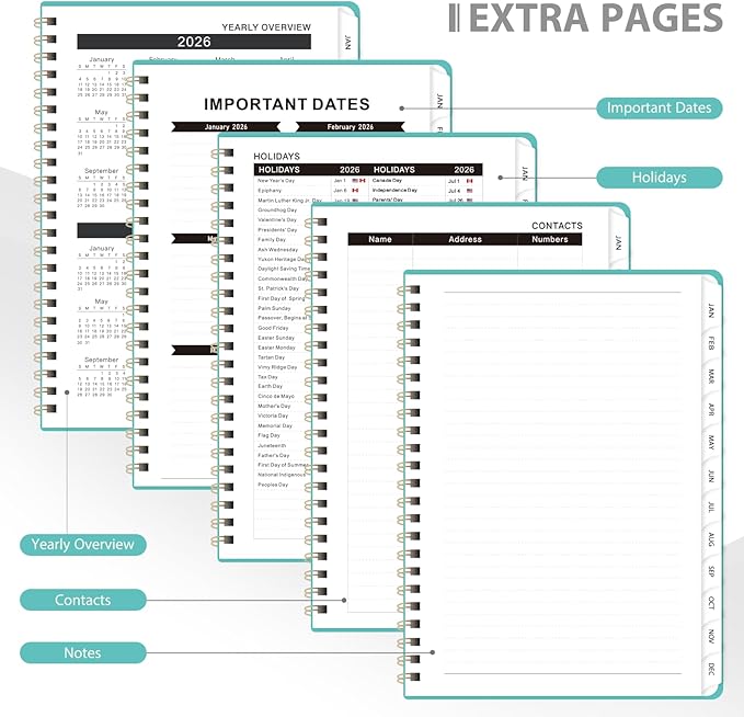 2026 Planner, Weekly and Monthly Calendar Academic Planner, Jan 2026 - Dec 2026, 8.5‘’ x 11'', Planning Agenda Book for Desk Accessories and School Supplies - Letter Size