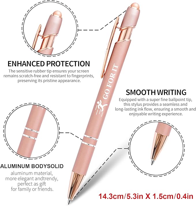 15 Pack Motivational Pen Set - Inspirational Quotes Retractable Ballpoint Pens for Office School Supplies, Encouragement Gifts for Women Men, RoseGold
