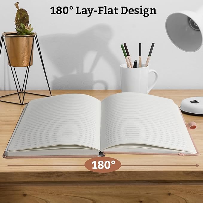 2Pack Lined Hardcover Journal Notebook, A5 192 Pages 100Gsm Thick Paper College Ruled for School,Note Taking,Work,Diary，5.7''*8.3'',Blush