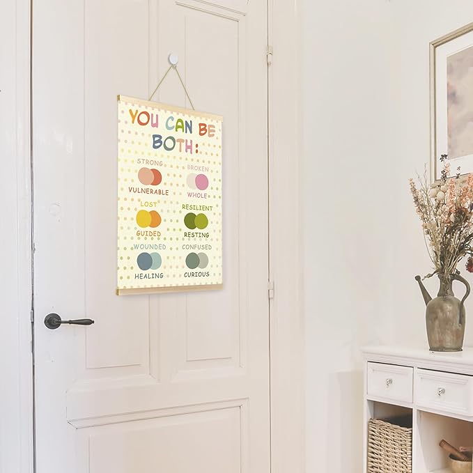 CGBHW Mental Health Poster Hanger Frame 12x16 for Kids, Positive Affirmations Posters Wall Art Hanging Decor for Counselling Therapy Office Classroom Nursery Bedroom, Inspirational Wall Decor