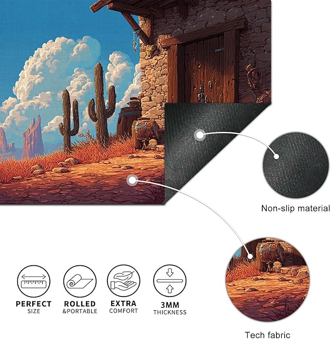 Large Mouse Pad Gaming Mousepad 31.5 x 11.8 Inch Keyboard Desktop Mat Diatomite XL Mouse Pad for Home and Office Desk Accessories with Western Desert Cabin Landscape Artwork Diatomite