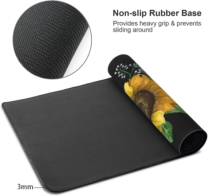 Extra Large Mouse Pads Sunflowers Wild Flowers XXL Extended Mousepad with Stitched Edges Non-Slip Rubber Base Computer Keyboard Pad Desk Mat for Home Office Desk Decor, 35.4" X 15.7"