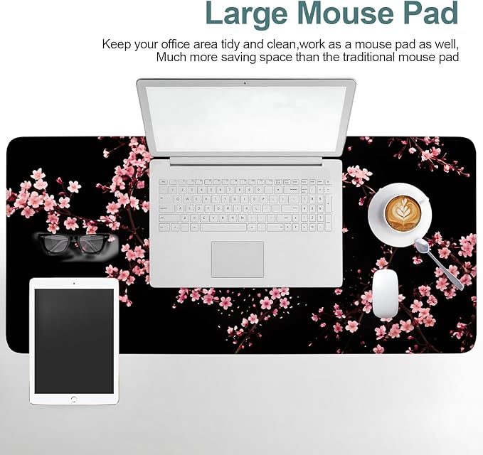 Cherry Blossom Extended Gaming Mouse Pad 35.4 x 15.7 Inch – Japanese-Inspired Desk Mat for Gaming, Office, and Study with Non-Slip Rubber Base