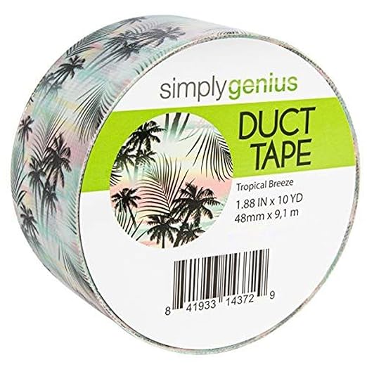 Simply Genius Colored Duct Tape - 1.88-in x 10 Yd Roll, Tropical Breeze Pattern - Strong Adhesive Tape for Crafts, Scrapbooking & DIY