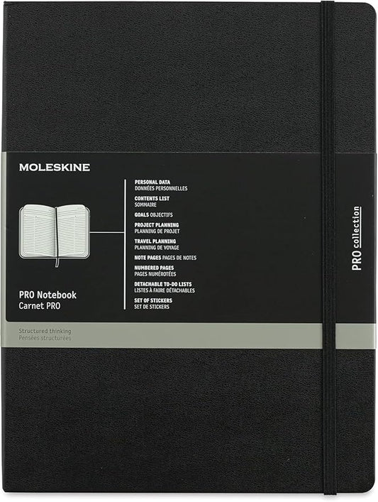 Moleskine Professional Notebook, XL, Black, Hard Cover (7.5 x 9.75)