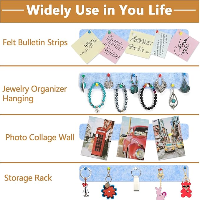 5 Pack Bulletin Board for Bedrooms Offices Home Wall Decoration, Notice Board Self Adhesive Cork Board with 35 Push Pins for Paste Notes, Photos, Schedules