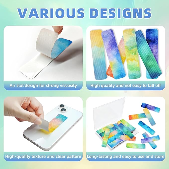 90PCS Sensory Stickers – 2 Textured Surface, Storage Box Included – Sensory & Calming Strips for Office, Classroom Desk, Teachers, Adult Stickers for Anxiety Relief, Stress (Watercolour)