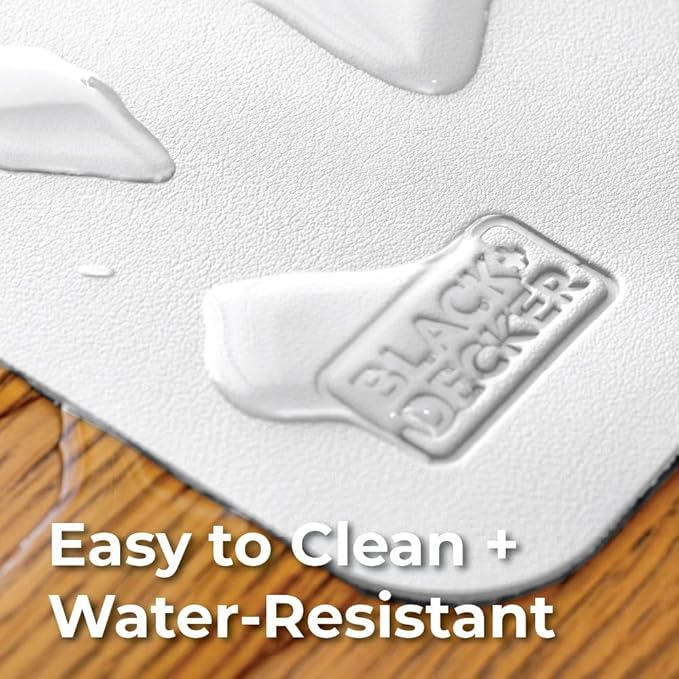 BLACK+DECKER Water-Resistant Nightstand Mat, 7.5" x 11" – Protects Nightstands from Liquids & Dirt, Travel-Ready, Stylish PU Leather Protector, Night Stand Covers, End Side Table Pad, Coffee Table Top