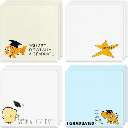 12 Packs Funny Graduation Sticky Notes Class of 2026 Congrats Grad Self-Stick Writing Memo Pads Novelty Your Did It Star Meme Stationery Supplies Master Degree PhD Gifts for College Graduates Students