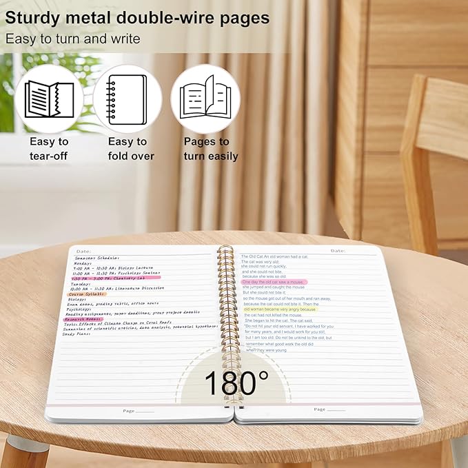 Utron Spiral Notebook For Women & Men, 2PCS Spiral Journal Notebooks, 5.9 x 8.3” College Ruled Notebook For Work Notes, Journal Writing, And Daily Life Entries (Beige)