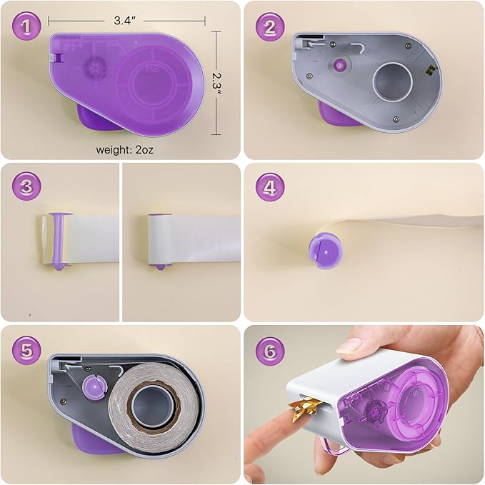 Manual Sticker Dispenser for Rolls of Stickers with 1520Pcs 1Inch Gold Star,Red Heart,Smiley Face Stickers for Kids Reward,Behavior Chart,School Classroom Student Teacher Supplies Gift(Purple)
