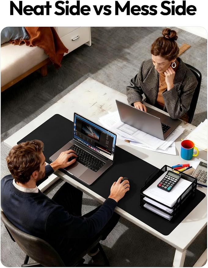YSAGi Leather Desk Protector, Office Mat, Large Mouse Mat, Non-Slip PU Leather Blotter, Laptop Desk Mat, Waterproof Writing Pad for Office and Home (Black, 31.5" x 15.8")