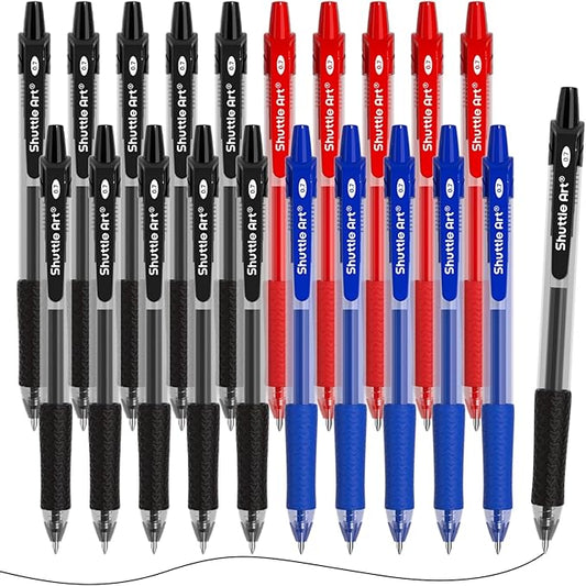 Shuttle Art Retractable Gel Pens, 20 Pack 0.7mm Medium Point Rollerball 10 Black 5 Red 5 Blue Ink Pens Smooth Writing with Comfortable Grip for Writing Journaling Taking Notes Office School Home