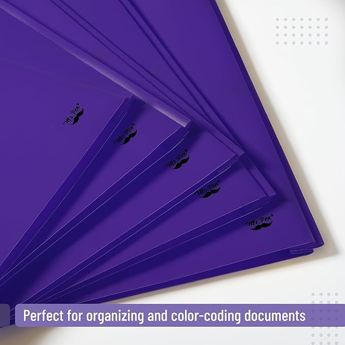 Mr. Pen- Plastic Folders with Pockets and Prongs, 24 Pack, Letter Size, Purple, Flexible Plastic Folders with Prongs