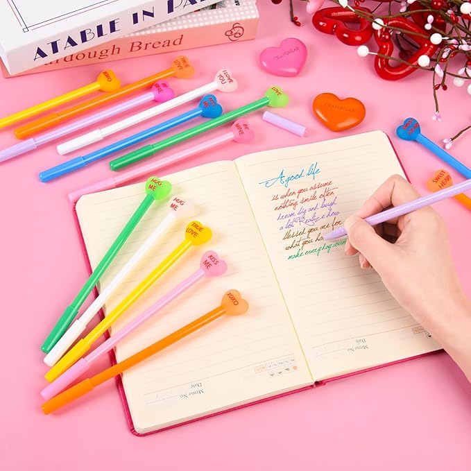 LiYiQ 100 Pcs Valentine's Day Conversation Gel Ink Pen Fun Pens Bulk Kawaii Be Mine Kiss Me Love Conversation Cute Pens for Office Home Student Present