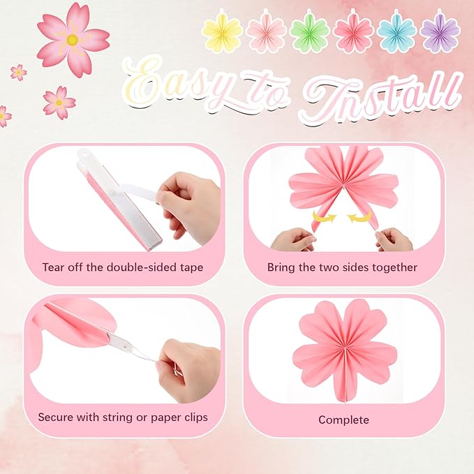 Solsew 36 Pcs Paper Flower Decoration for Wall Paper Flower Fans Bulletin Board Decorations Backdrop Party Decor for Wall Wedding Classroom Back to School Party Baby Bridal Shower Nursery