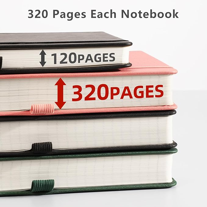 AHGXG Lined Journal Notebook - 320 Numbered Pages Thick Journal for Women A5 Notepad College Ruled, 100gsm Paper, Leather Hardcover, for Men Writing Work Office School, 5.75'' X 8.38''-Green