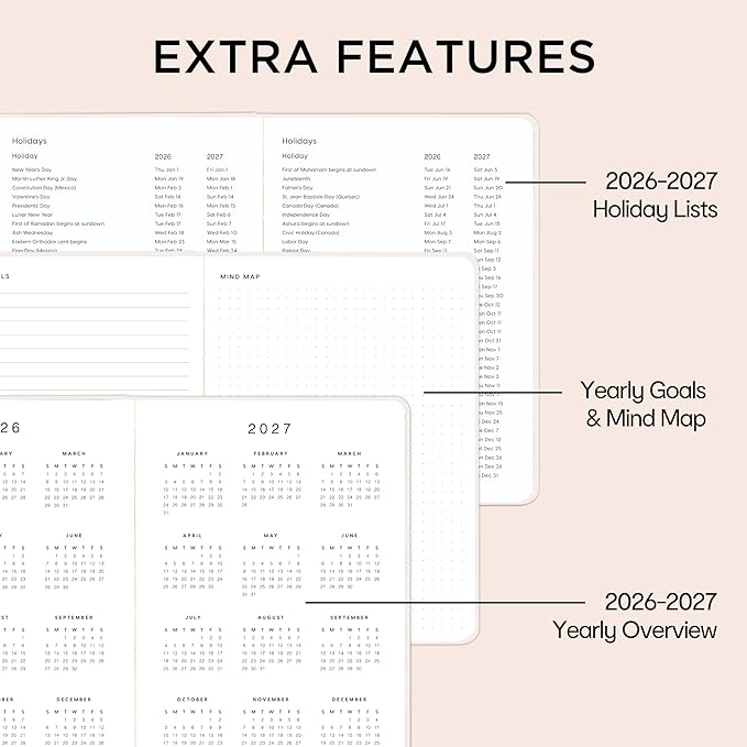 And Per Se Undated Planner – A5 Weekly & Monthly Goal Planner for 72 Weeks (1.5 Years) – Hardcover with Monthly Tab Stickers, Back Pocket & Habit Tracking (Botanical Floral)