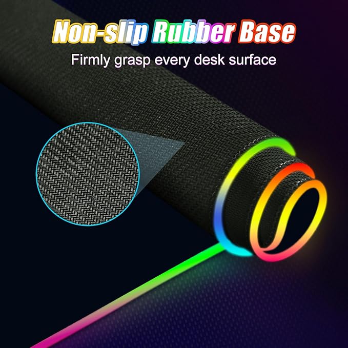 ToLuLu Wireless Charging RGB Gaming Mouse Pad, 15W LED Mouse Mat with 30W Charger, 14 Light Modes Large Mousepad Wrist Support, Non-Slip Rubber Base Desk Mat Computer PC Keyboard Pad XXL, Cool Black
