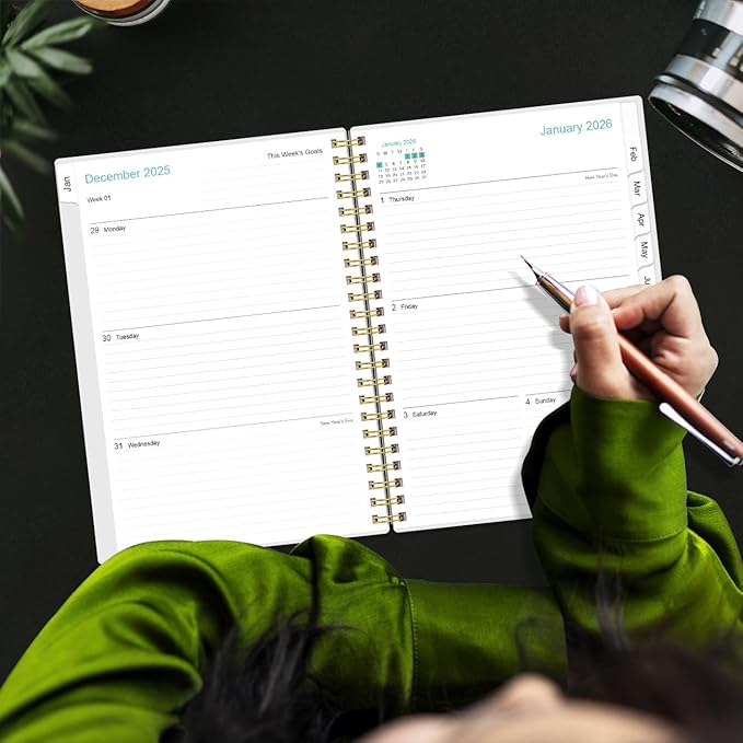 2026 Planner - Planner 2026 from January 2026 - December 2026, Weekly & Monthly Planner Spiral Bound with 12 Monthly Tabs, Inner Pocket, 6.4" x 8.5", Flower-C