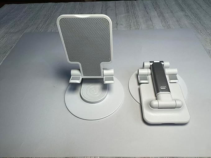 Cell Phone Stand, 360 Rotating Phone Stand, Fully Adjustable and Foldable Desktop Phone Stand. The Base of The Stand is Suitable for All Types of Mobile Phones. (White)